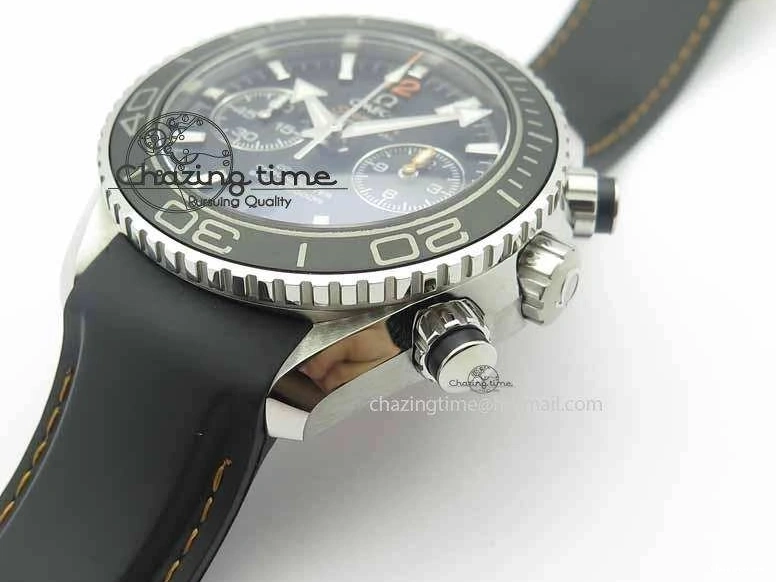 0429 Planet Ocean Master Chrono 45mm SS OM 1:1 Best Edition Black Dial Orange 12 On Rubber Strap A Durable 8169